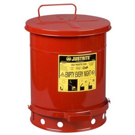 JUSTRITE OILY WASTE CAN W/FOO LEVER 10 GAL. RED JT09300